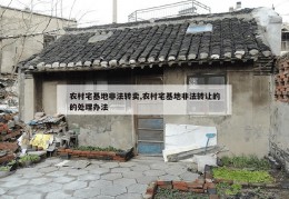 农村宅基地非法转卖,农村宅基地非法转让的的处理办法